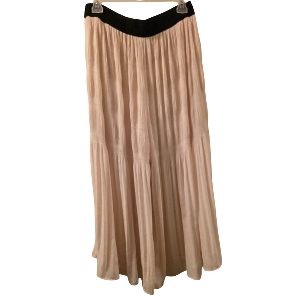 Zara Womens Super Wide Leg Pleated Tiered Trouser Pants Cream & Black Size L - Picture 2 of 10